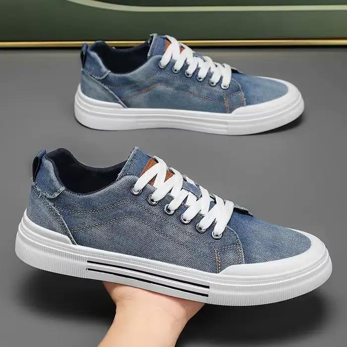 Hommes grande taille 47 48 toile bleue à lacets mode sport décontracté baskets étudiant garçons tennis chaussures confortables