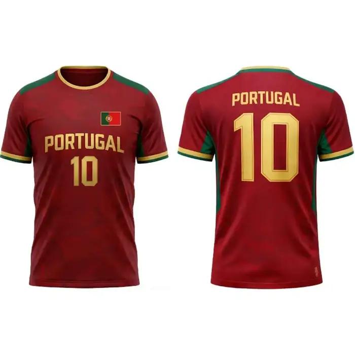 Maillot de l'équipe nationale de football du Portugal, séchage rapide, adapté aux enfants et aux adultes, idéal pour les sports de plein air.