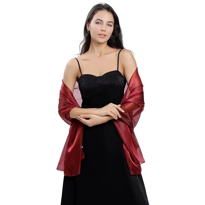 Châles élégants pour femmes, enveloppes pour robes de soirée, châle de mariée, demoiselle d'honneur, couleur unie, Capes de fête, écharpe de décoration