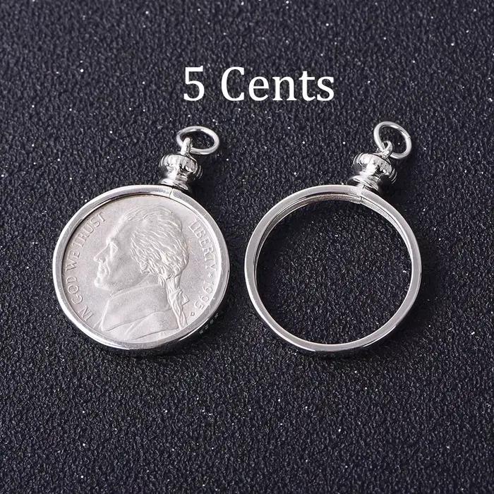 Base de pendentif de lunette de pièce de monnaie pour pièces de monnaie américaines et européennes – Réglage de bijoux à bricoler soi-même, cadre de pendentif en argent, support vierge, fournitures de