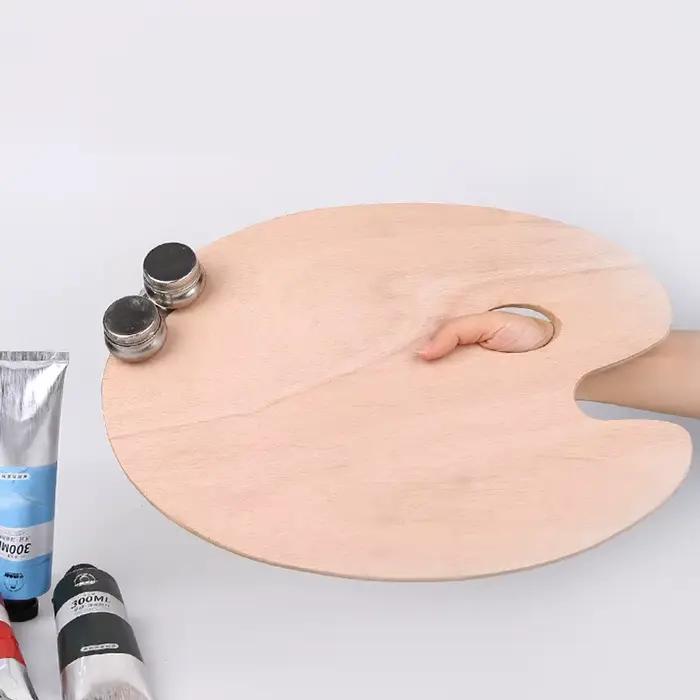 1 pièces Palette ovale en bois, Palette acrylique, Palette de peinture à l'huile d'arts fins, Palette de peinture acrylique Gouache HH-03