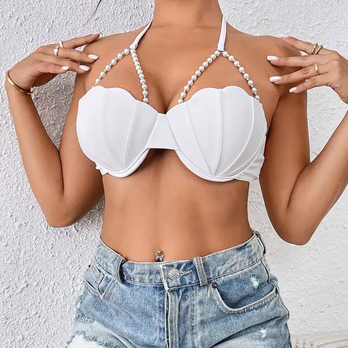 Hauts de bikini à perles pour femmes