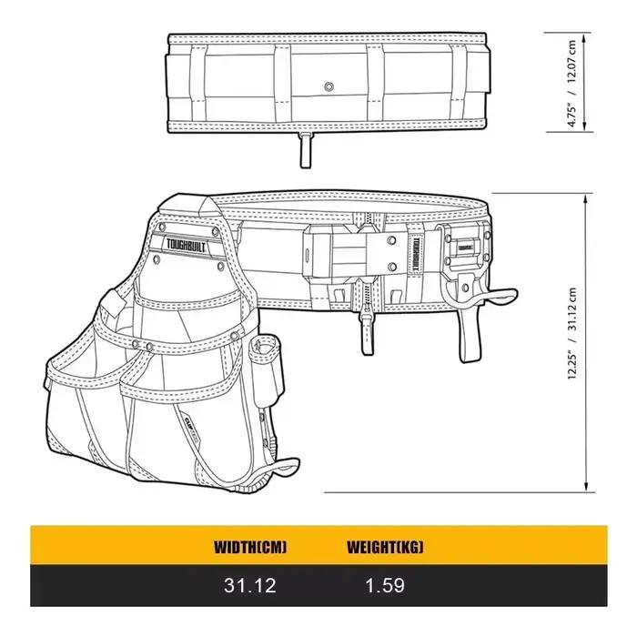 ToughBuilt TB-CT-102-3P 3PC Pro Framer Outil Ceinture Ensemble Outils TOUGHBUILT Emballage Sac