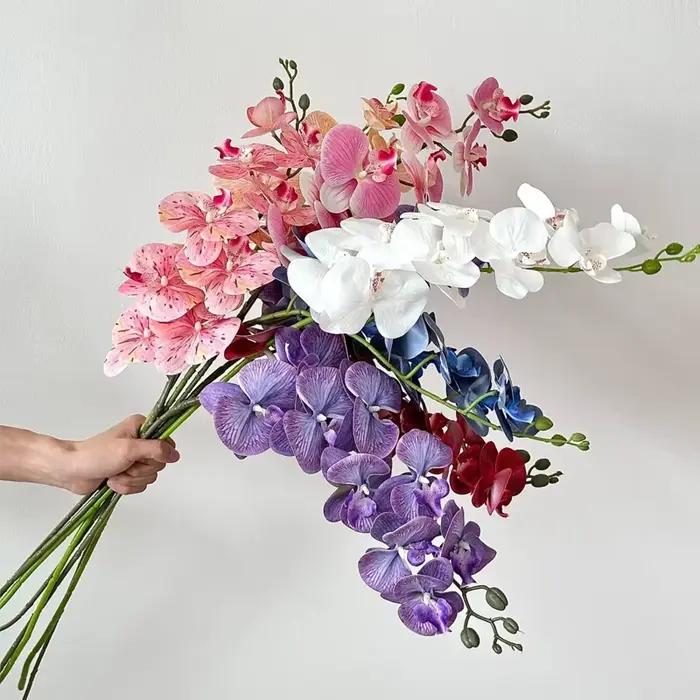 Branches de fleurs de Phalaenopsis artificielles, 95cm, toucher réel, fausses tiges d'orchidées papillon, Arrangement Floral, décoration de maison pour mariage