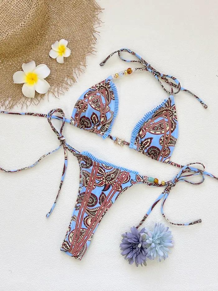 Ensemble de bikini bohème chic tendance 2026 avec motif cachemire unique