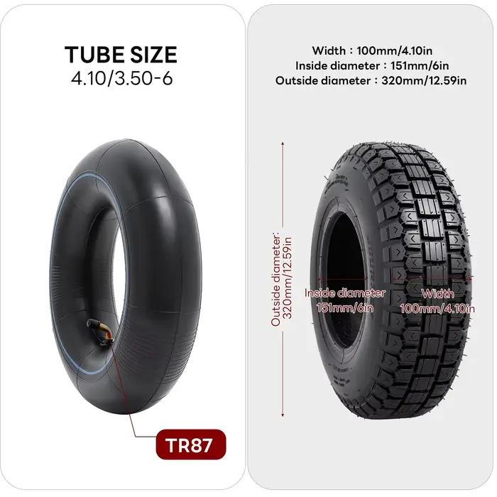 4.10/3.50-6 4.10-6 410-6 pneu et chambre à air pour voitures d'entrepôt roue de Scooter camion à main tondeuse à gazon Dollies pièces de brouette