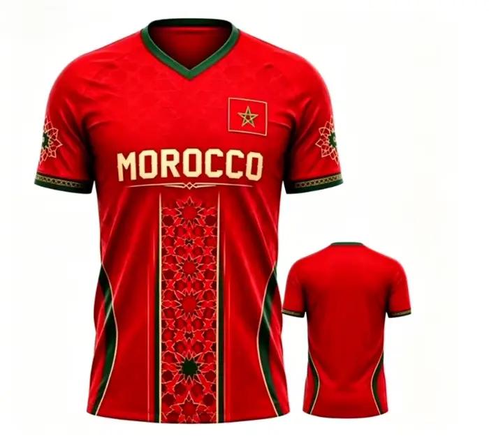 Nouveau maillot de football de l'équipe nationale du Maroc 2026, style supporter, pour entraînement sportif décontracté, T-shirt homme