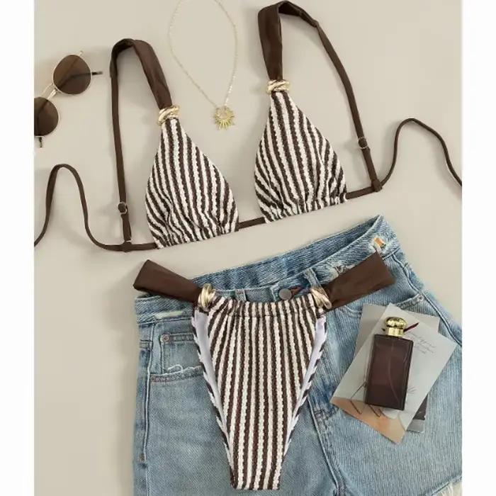 Maillot de bain rayé femme