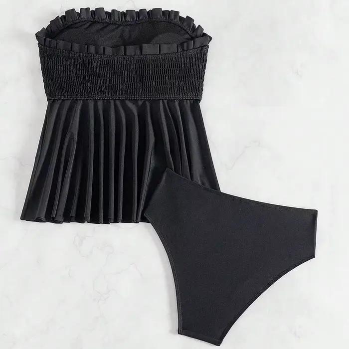 Ensemble Tankini 2 Pièces Uni Grande Taille pour Femme
