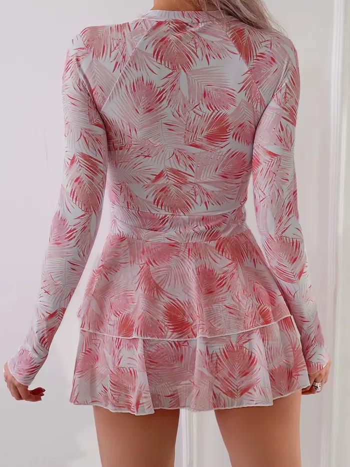 Maillot de bain une pièce imprimé feuilles