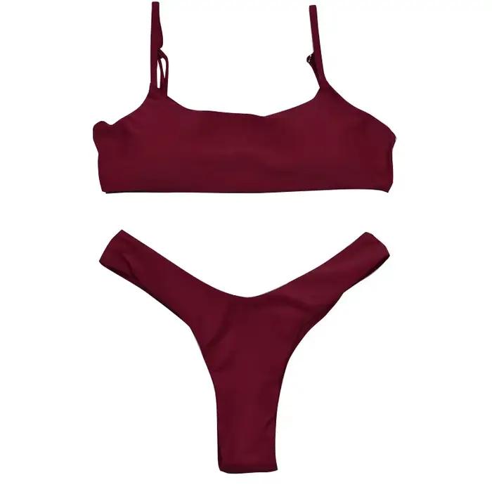 Lefeel 2019 Sexy Bikini ensemble femmes maillot de bain solide