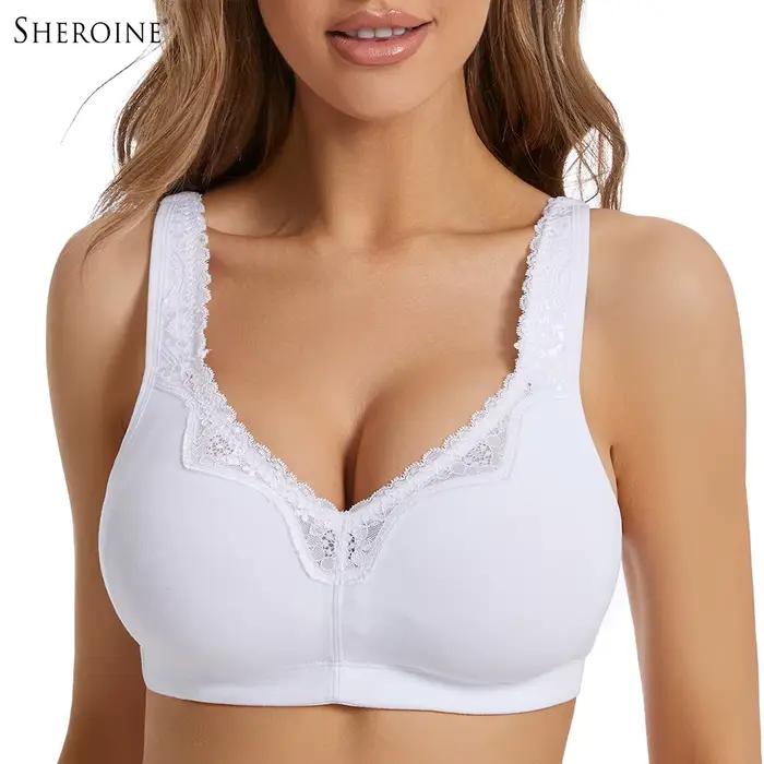 Sheroine grande taille soutien-gorge dentelle douce coton ultra-mince sans fil Non rembourré Lingerie pour les femmes levage soutien confort