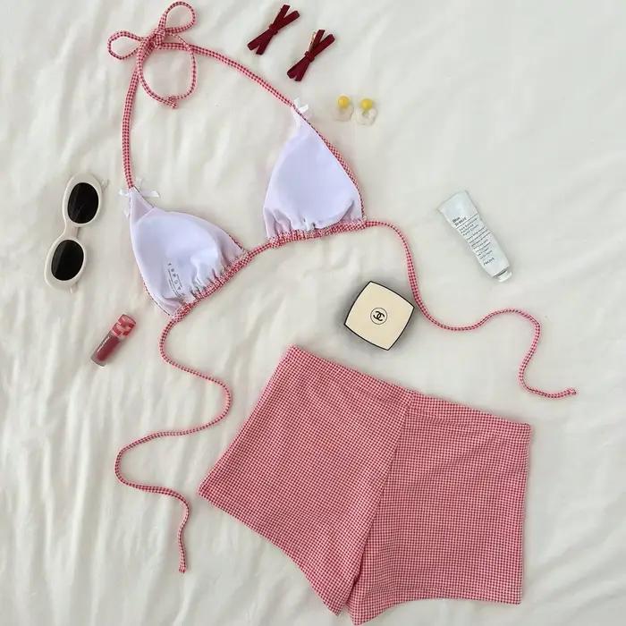 Maillot de bain tankini à carreaux 2026 pour femme
