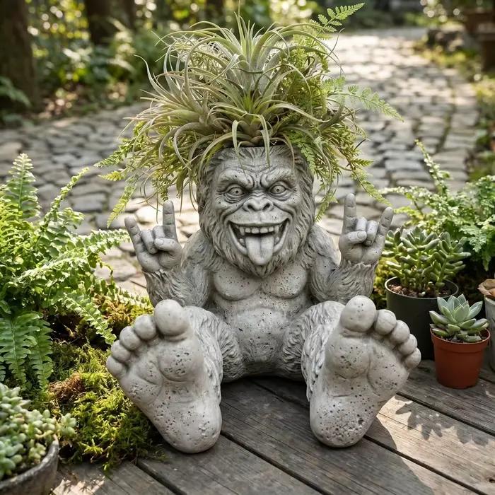Pot de fleurs en résine en forme de gorille, statue de jardin amusante, pot pour plantes succulentes, sculpture décorative d'extérieur pour patio et jardin