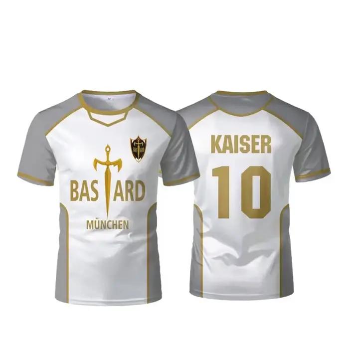 Anime Munich Isagi Yoichi Cosplay maillot de Football gris T-Shirt chemise de sport décontractée 3D imprimé été à manches courtes T-Shirt Merch