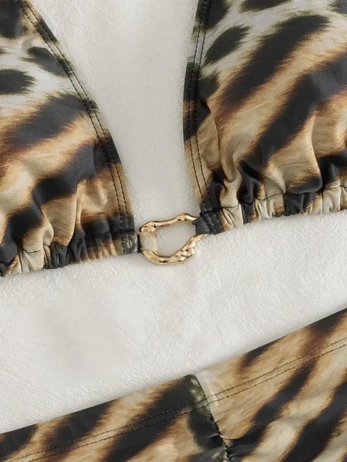 Ensemble bikini imprimé léopard et zèbre pour femmes