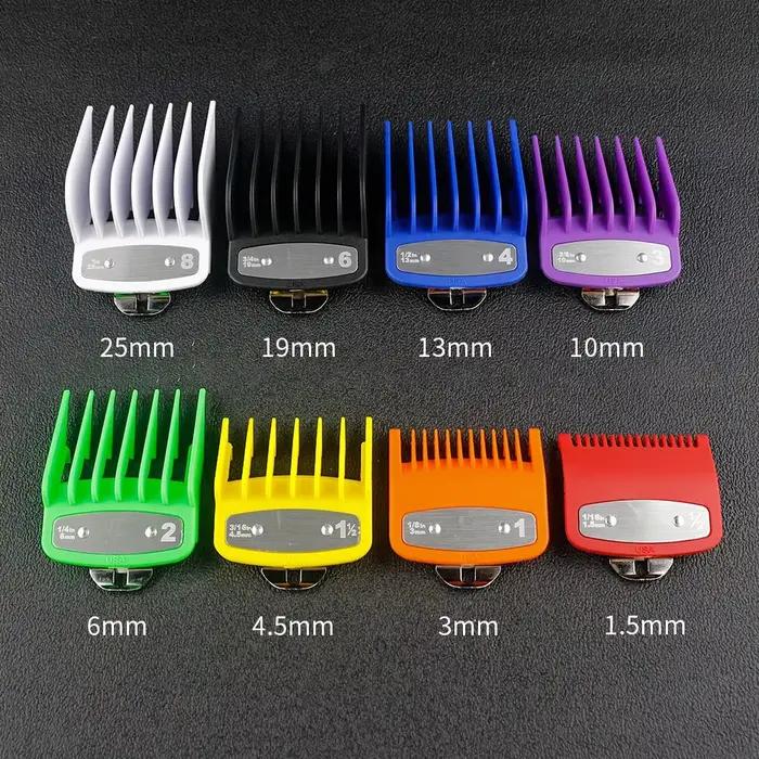 Peignes de guidage pour tondeuse à cheveux professionnelle, 8 pièces/ensemble, pour tondeuse Wahl, accessoire de coupe de cheveux, peigne limité, outils de coupe de cheveux pour Salon