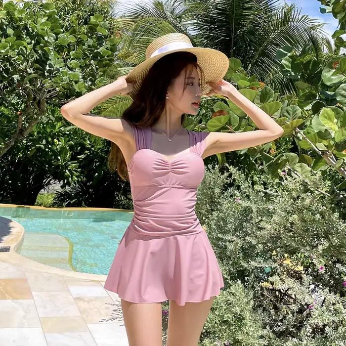 Maillot de bain une pièce rose pour femmes