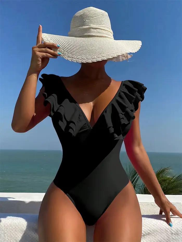 Maillot de bain une pièce rose rouge pour femme 2026