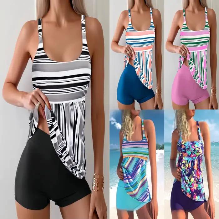 Maillot de bain bikini imprimé amincissant pour femme