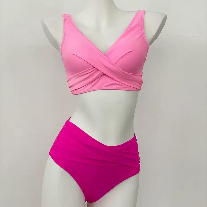 Maillot de bain féminin bikini ensemble de plage taille haute avec rembourrage nylon élasthanne pour femmes ocasions plage piscine spa et croisière