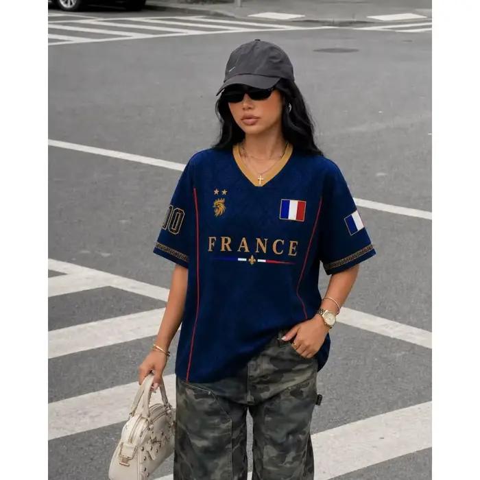 Maillot de Foot France 2026 – Maillot de Supporter Équipe Nationale Française – T-shirt Sportif d'Été pour Homme, Vêtements Enfant, Tee-shirt Y2K Femme ﻿