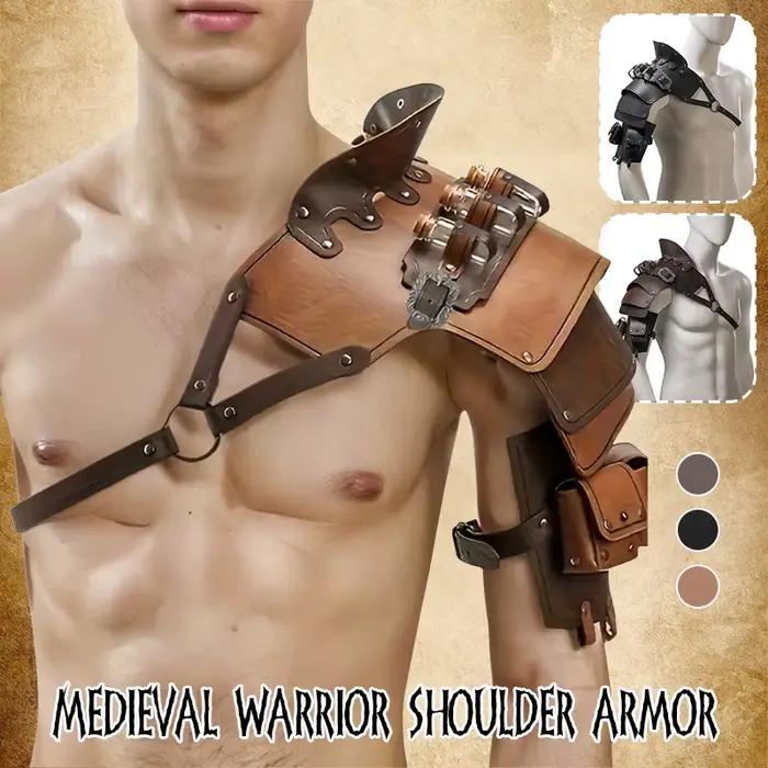 Armure médiévale à une épaule avec flacon d'alchimie, armure de pauldrons gothiques de Pirate en cuir, accessoire de Costume de combat de gladiateur