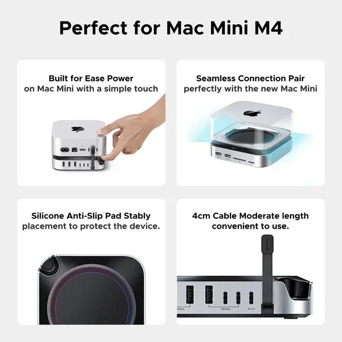 UGREEN USB HUB Station d'accueil pour Mac Mini M4 M4 Pro M.2 NVMe SSD 8 to Max 10Gbps Ports USB-A & C SD & TF 170 mo/s USB Splitter Dock
