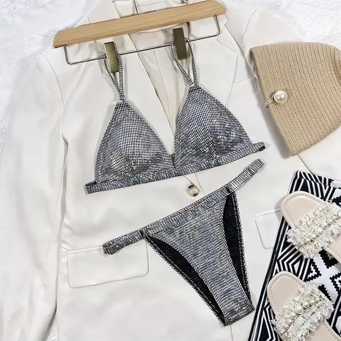 Maillot de bain scintillant doré pour femme 2026