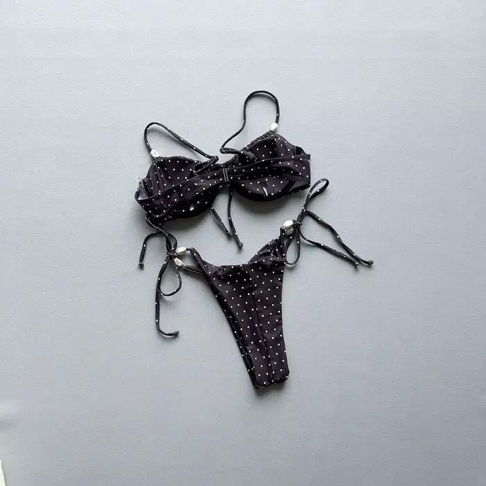 Nouveau maillot de bain sexy marron à lacets au dos