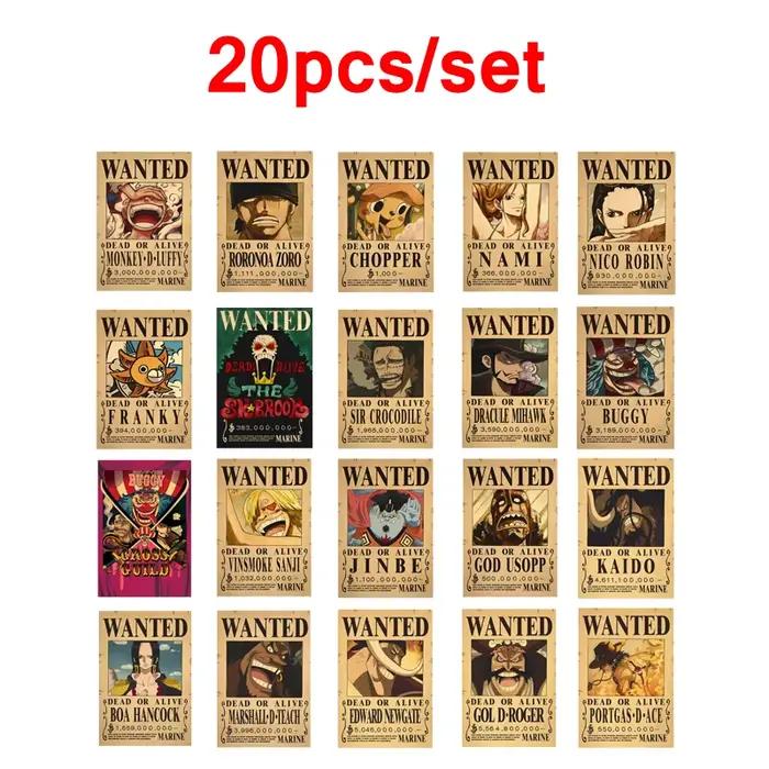 Une pièce figurine d'action Bounty affiche 20 pièces moins cher artisanat impression mur Vintage film Playbill Luffy une pièce papiers peints affiche