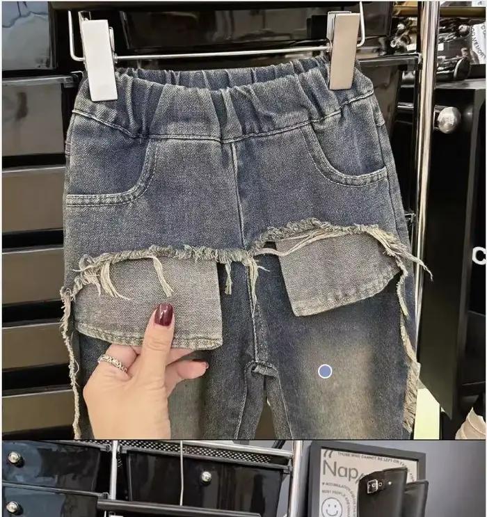 Jeans droits décontractés pour enfants, pantalons pour garçons et filles, vêtements d'extérieur pour bébé, beau, printemps, automne