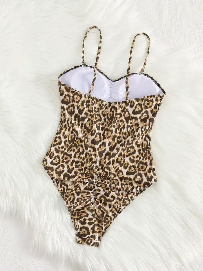 Maillot de bain sexy imprimé léopard sans bretelles style 2026