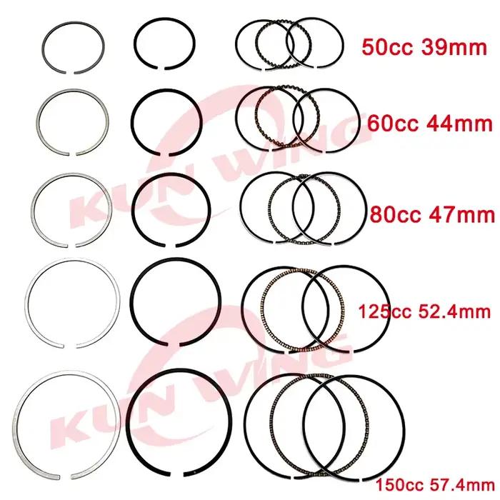 Anneaux de Piston pour Moto, 39mm 44mm 47mm 50mm 52.4mm, pour Dean 6 50 60 80 100 125 150 CC 4 Temps, Imagomoteur Scooter RL Pit Bike