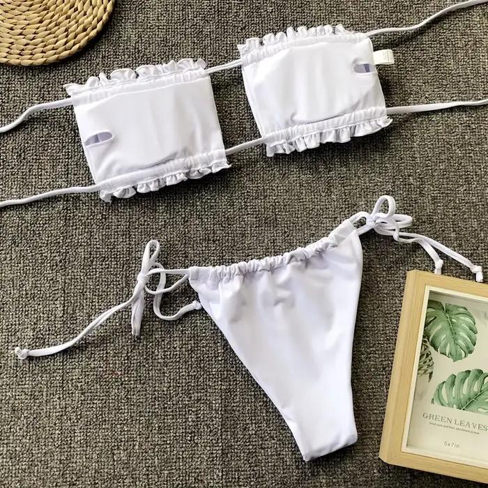 Bikinis froncés Sexy String Maillot De Bain femmes Extrem