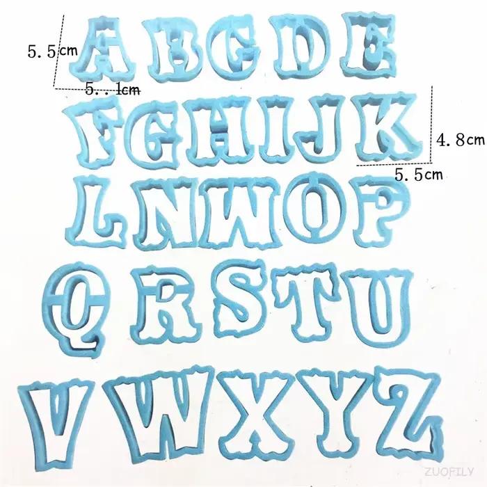26 pièces/ensemble grande lettre anglaise emporte-pièce moules A-Z majuscule Alphabet Biscuit Fondant gaufreur timbres bricolage mot gâteau décoration