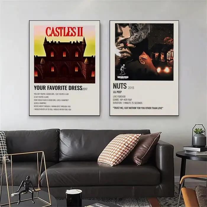 Peinture d'album du rappeur L-Lil Peep, calligraphie, images, décoration murale intérieure pour chambre à coucher, maison, toile, affiche, art mural
