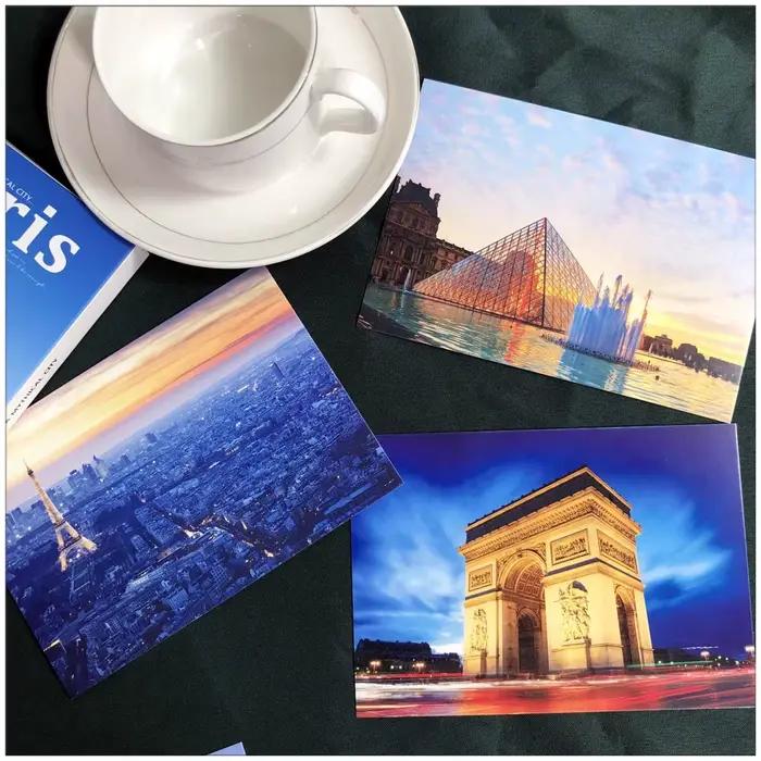 ‌ Ensemble de 30 cartes postales de voyage à Paris - Cartes de vœux avec vue sur la Tour Eiffel et la Seine - Cadeaux romantiques de voyage