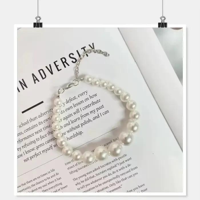 Collier de perles de luxe pour chien, accessoires de toilettage pour fête de mariage, réglable, bijoux pour petits chiens et chats