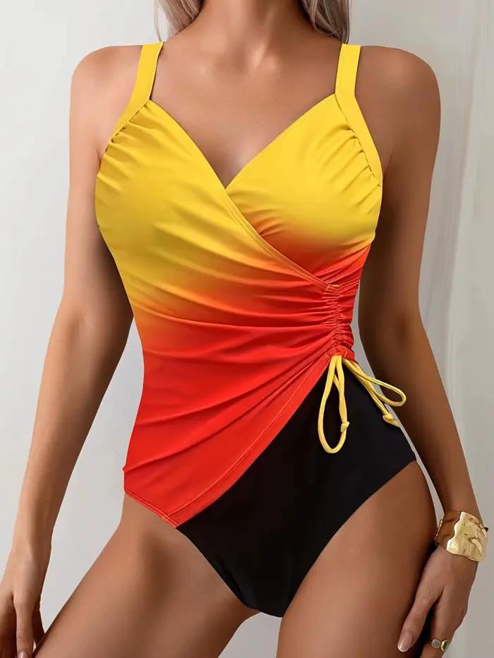 Maillot de bain une pièce Vintage Orange dégradé