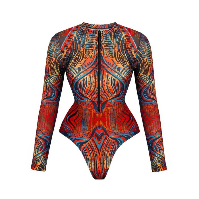 Maillot de bain imprimé à manches longues