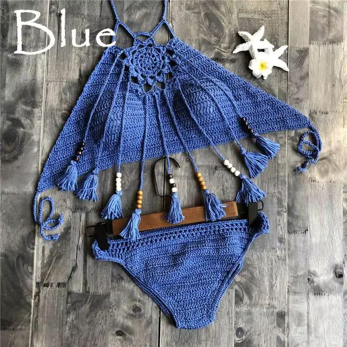 Women Knitted Swimwear Sexy Bikini 2pcs Swimsuit Female Push Up Brazilian Biquini Bathing Suit Thong Bather