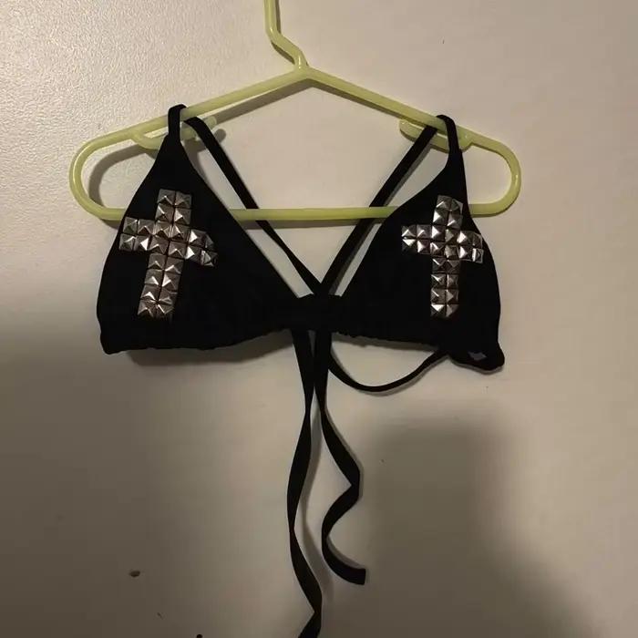 Y2K maillot de bain cravate emo fille épicée rétro années 2000 femme punk nouvelle plage