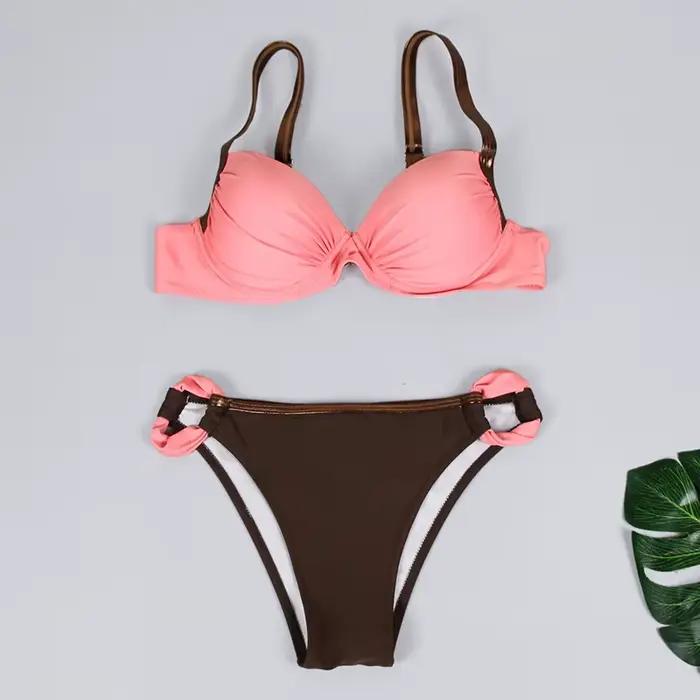 Maillot de bain bleu solide pour femmes