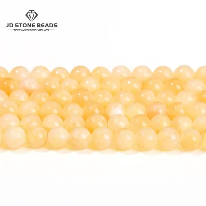 Pierre de jaspe de Jade jaune naturelle 3A, perles rondes en vrac 15 pouces, brin 4 6 8 10 12MM, taille au choix pour la fabrication de bijoux, accessoires faits à la main