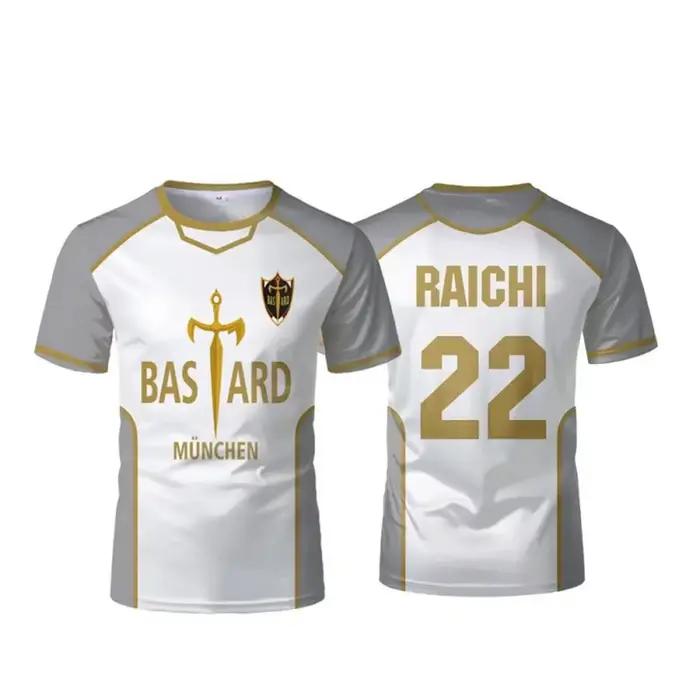 Anime Munich Isagi Yoichi Cosplay maillot de Football gris T-Shirt chemise de sport décontractée 3D imprimé été à manches courtes T-Shirt Merch
