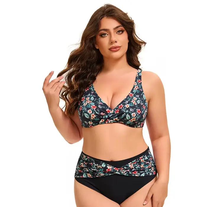 Ensemble bikini 2 pièces taille haute pour femmes grandes tailles