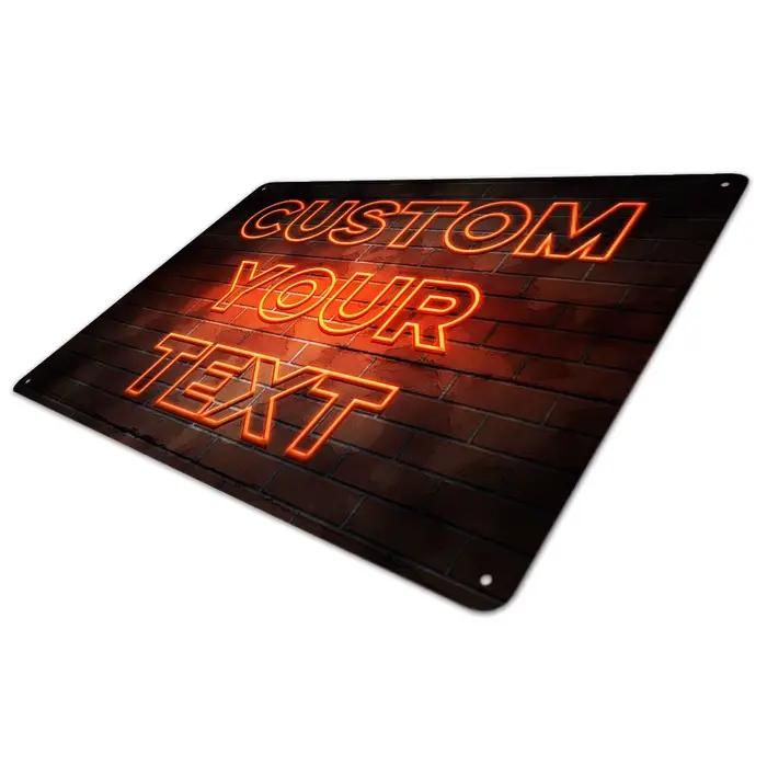 Panneau de texte en Faux néon personnalisé, Plaque métallique, lettres anglaises personnalisées, café, Bar, décoration murale pour la maison