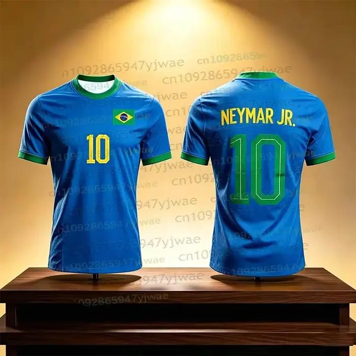 Maillot de football imprimé en 3D Neymar & VINI JR pour hommes et femmes, mode été, sport, séchage rapide, respirant, manches courtes, t-shirts de football