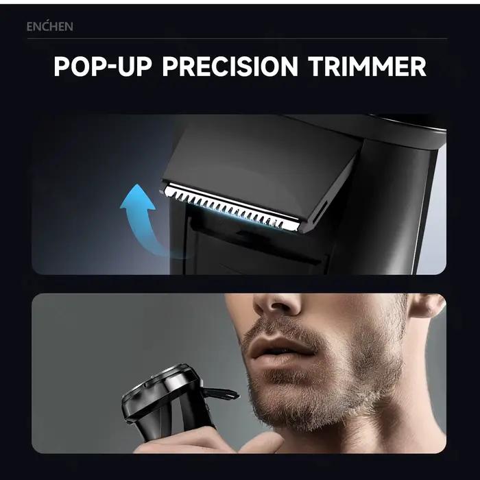 ENCHEN-Rasoir électrique 3D Blackstone 3 pour hommes, étanche IPX7, support de rasoir et utilisation sèche du visage des touristes, batterie à barbe, affichage numérique